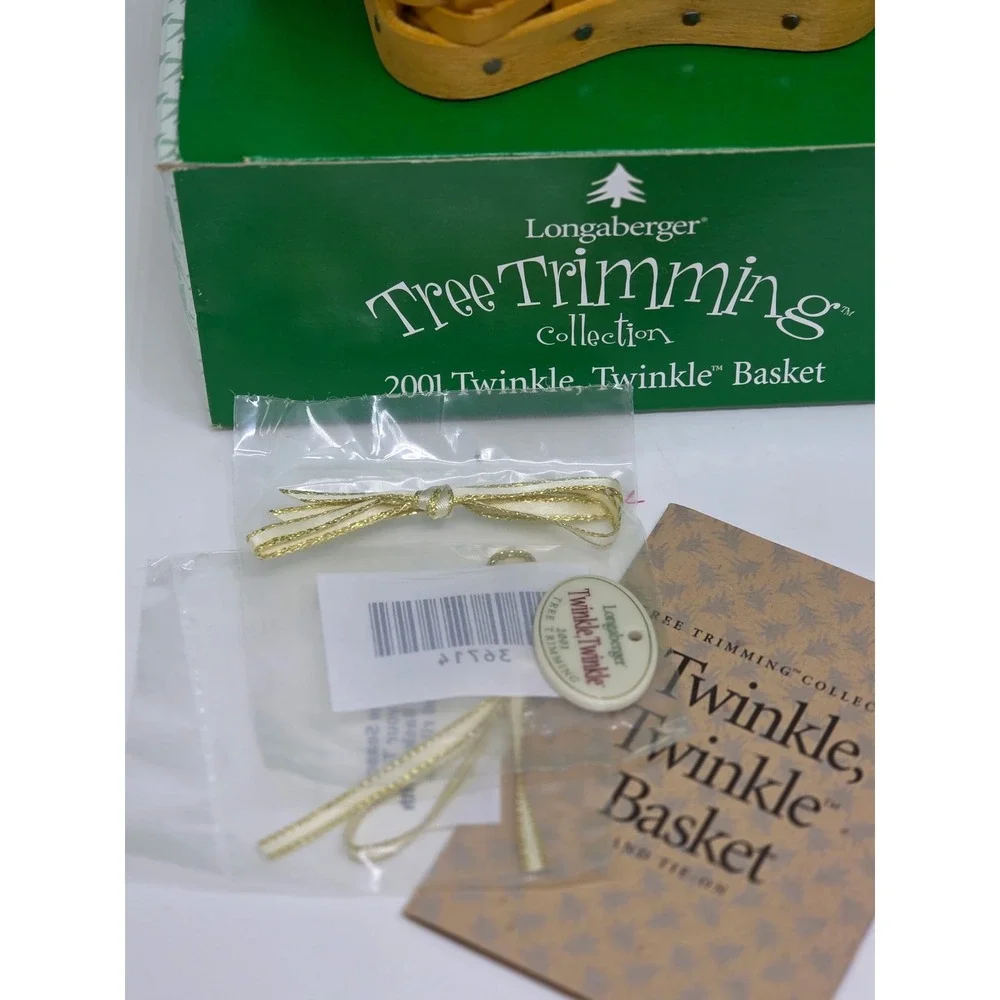 VTG Longaberger 2001 Twinkle Twinkle‎ Star Basket Tree Trimming Collection Green